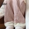 Casual Trousers Women Cotton Pants Elastic High Waist Solid Color Wide Leg Work Causal with Pockets Thickened Plush Lining Winter