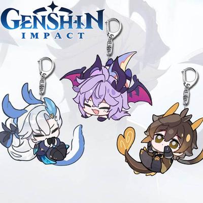 Game Genshin Impact Durin Neuvillette Zhongli Cosplay Keychain Acrylic Pendant Keyring Key Chain Kawaii Bag Accessories Ornament