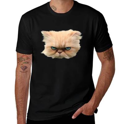 Wütende Perserkatze T-Shirt Lässiges Minimalistisches Kurzarm-Oberteil