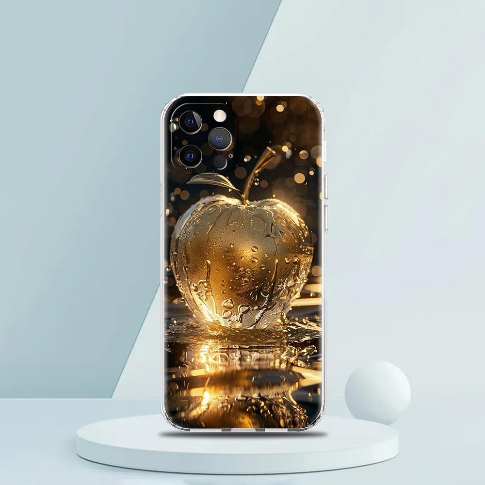 Weiche durchsichtige TPU-Handyhülle für iPhone 16 15 14 13 12 11 Pro Max XR 8 7 Plus XR Schale Glückliches Schwarzes Apfelmuster Capas