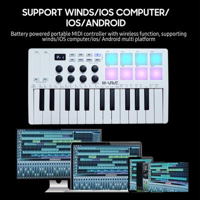 Tastatură de control MIDI M-VAVE cu 25 de taste Mini tastatură USB portabilă Controller MIDI cu 25 de viteze