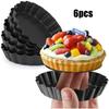 6 Pcs Cake Baking Pan Tart Pan Baking Mold 4 Inch Non-stick Removable Bottom Mini Tart Tins Cases For Kitchen Tableware