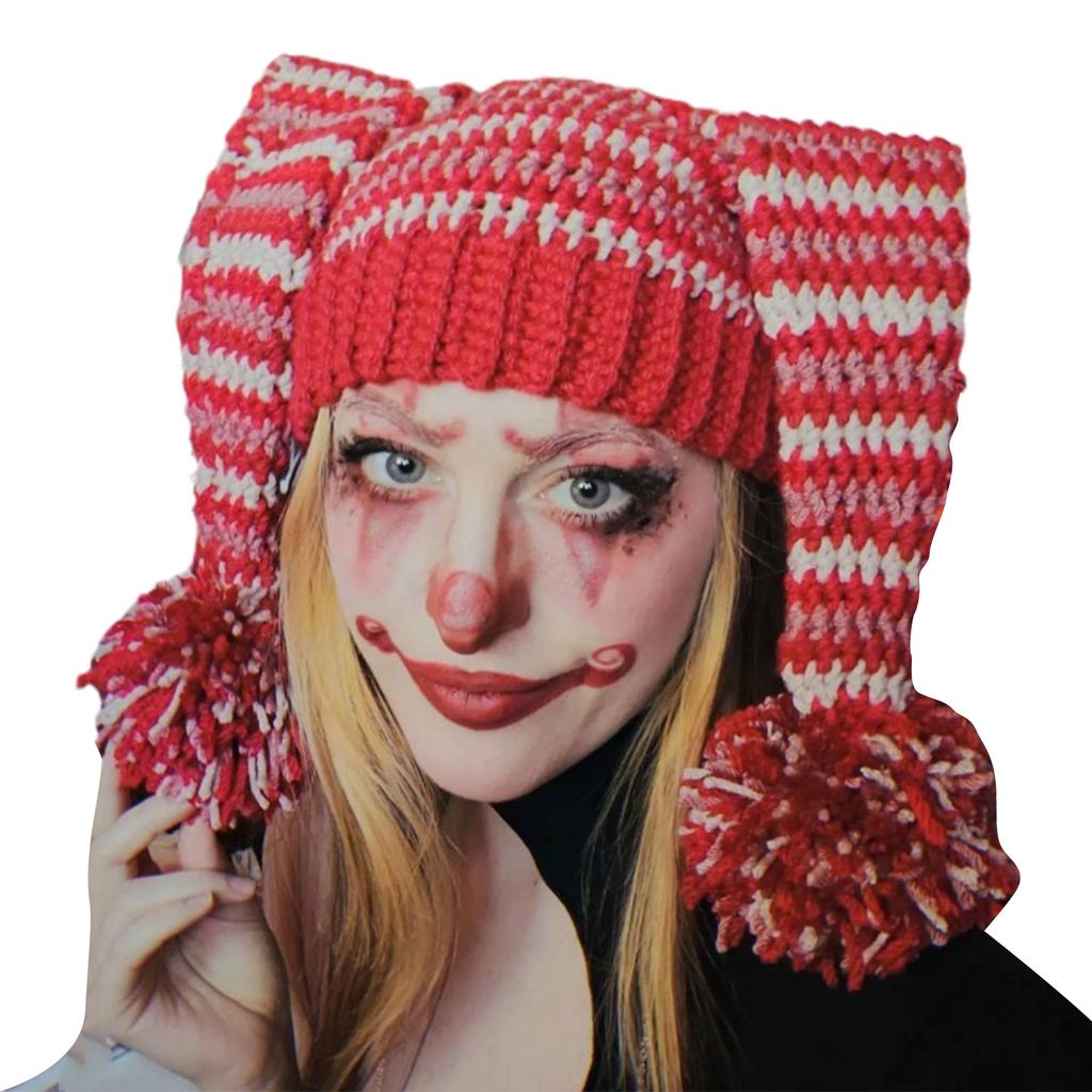 Knitted Clown Hats Headdress Photo Props Handmade Headwear Photo Props Accessories Striped Clown Theme