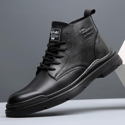 Leder Herren Lederschuhe Britischer Stil Fleece Warm Erste Schicht Rindsleder Mittel Lederstiefel Herren Lässige Mittel- und Hohe Stiefel Herren