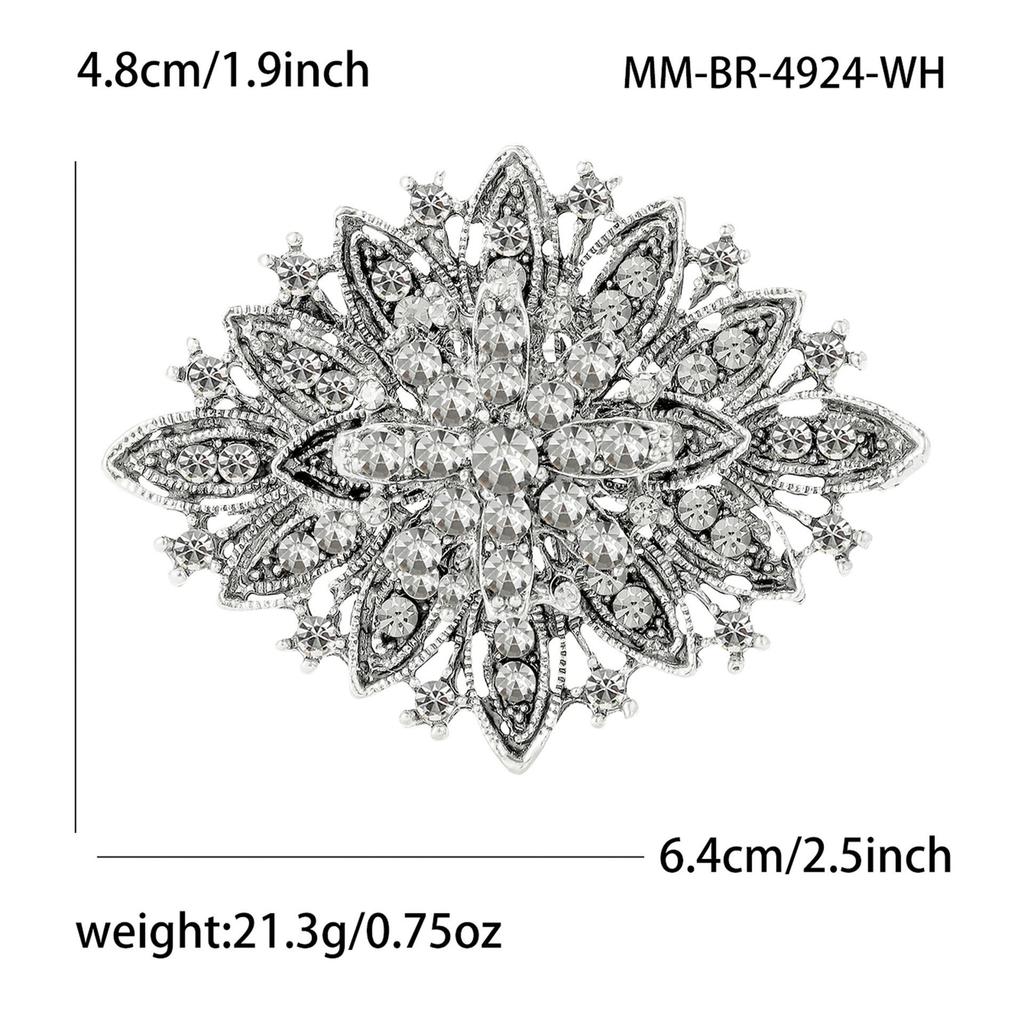 Rhinestone Bridals Brooch for Women Unisex Retro Crystal Pins Banquets Party Backpacks Gift Jewelry Accessories