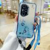 KADEM For Honor 400 Pro 5G (Global) Case Flower Pattern TPU Gradient Phone Cover with Lanyards