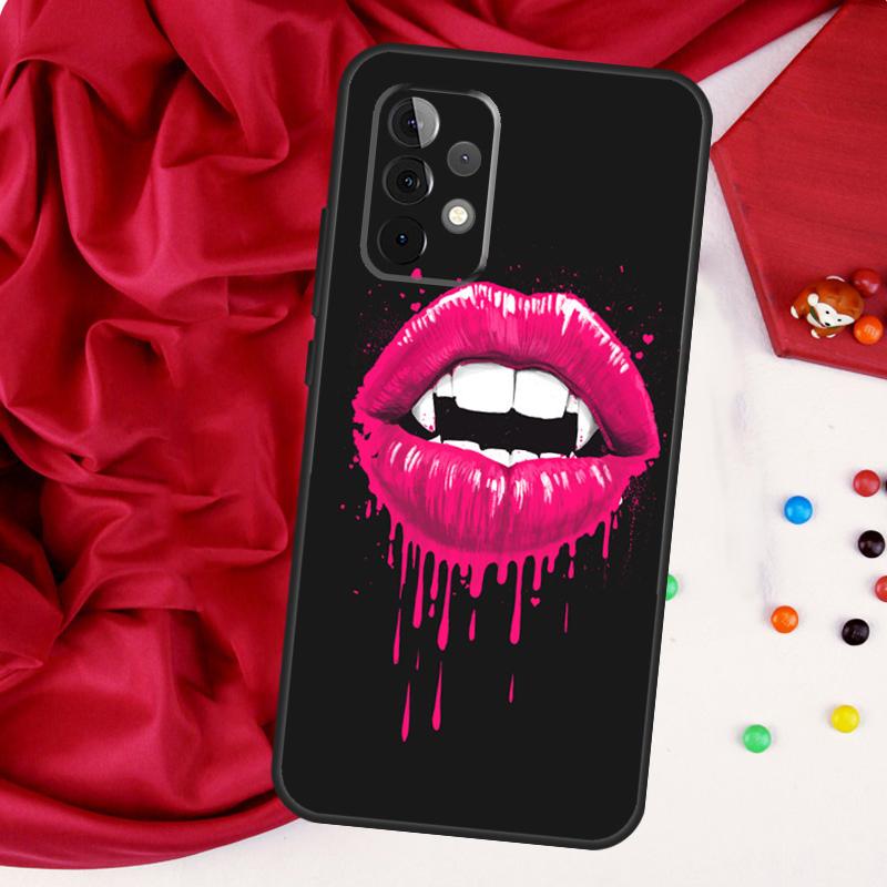 Sexy Vampire Lips For Samsung Galaxy A56 A36 A26 A16 A05 A06 A22 A32 A52 A54 A34 A14 A55 A15 A53 A33 A35 Case