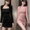 Feminine Temperament Sexy Dress Autumn Dress New Tight and Thin Hip Skirt Spice Girl Pure Desire Primer Skirt