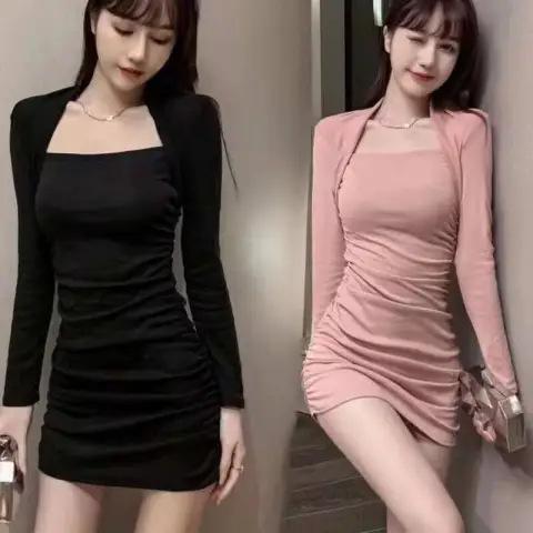 Feminine Temperament Sexy Dress Autumn Dress New Tight and Thin Hip Skirt Spice Girl Pure Desire Primer Skirt