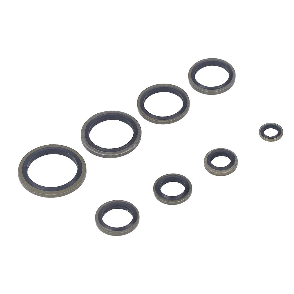 110 Pcs Oil Seal Washer M6 M8 M10 M12 M14 M16 M18 M20 Rubber Bonded Seal Oil Gasket Metal Sealing Washer