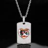 European & American Hip Hop Dog Tag Necklace with Zircon Inlay - Customizable Fashion Pendant