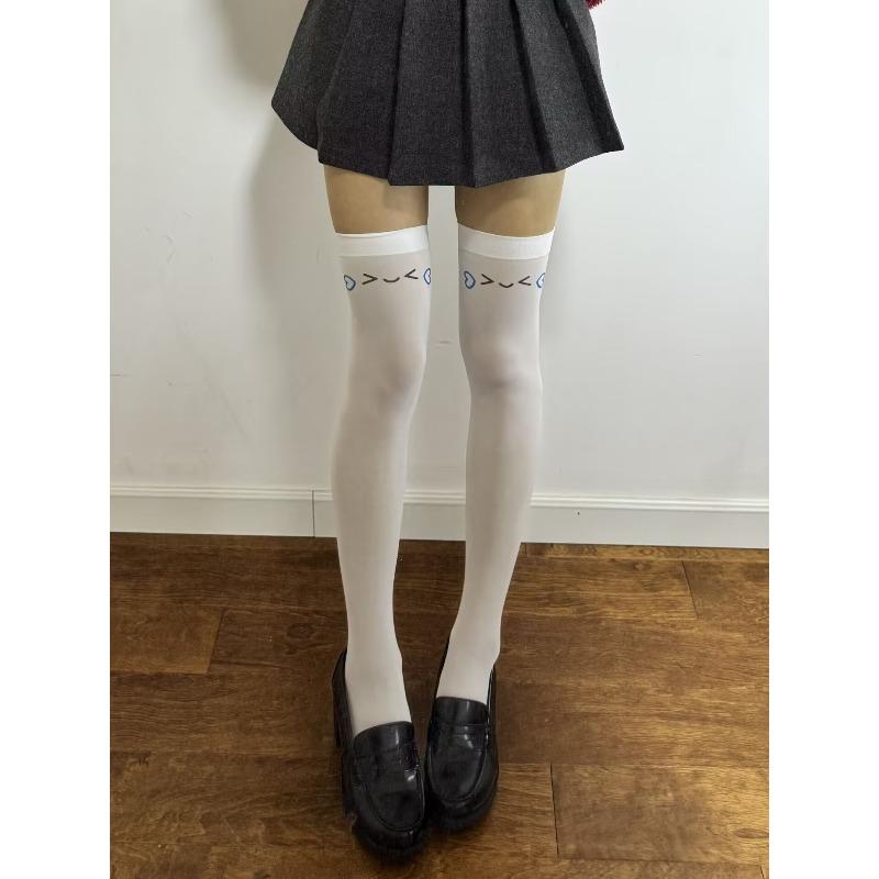 Podkolanówki Damskie Pończochy Bielizna Ultracienkie Przezroczyste Podkolanówki do Uda Seksowna Koronka Kokarda Długie Skarpety Podkolanówki