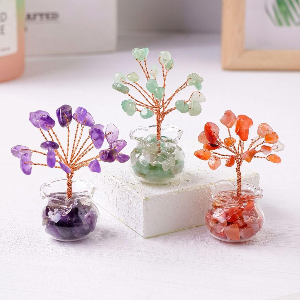 1Pcs Natural Crystal Tree Feng Shui Mini Tree New Artificial Bonsai