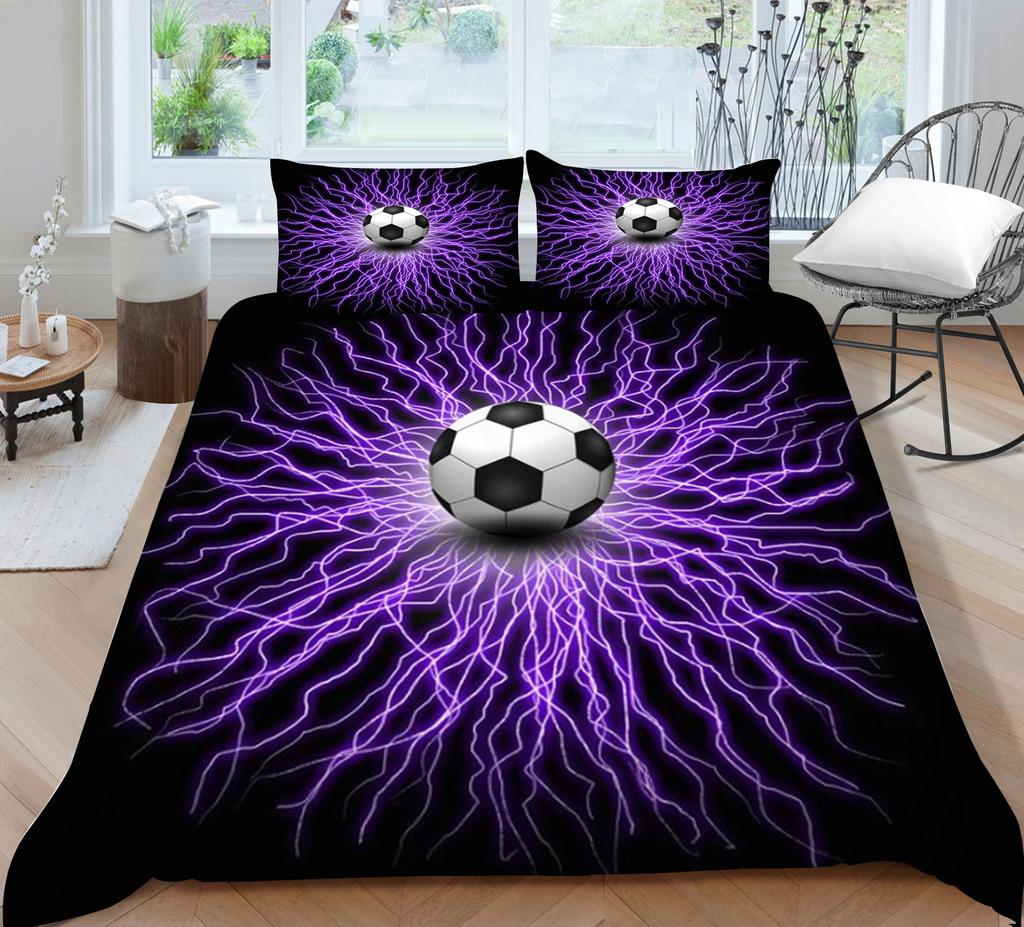 Football Series Quilt Cover Pillowcase Three-Piece Set Polyester Abraded 3D Digital Printing