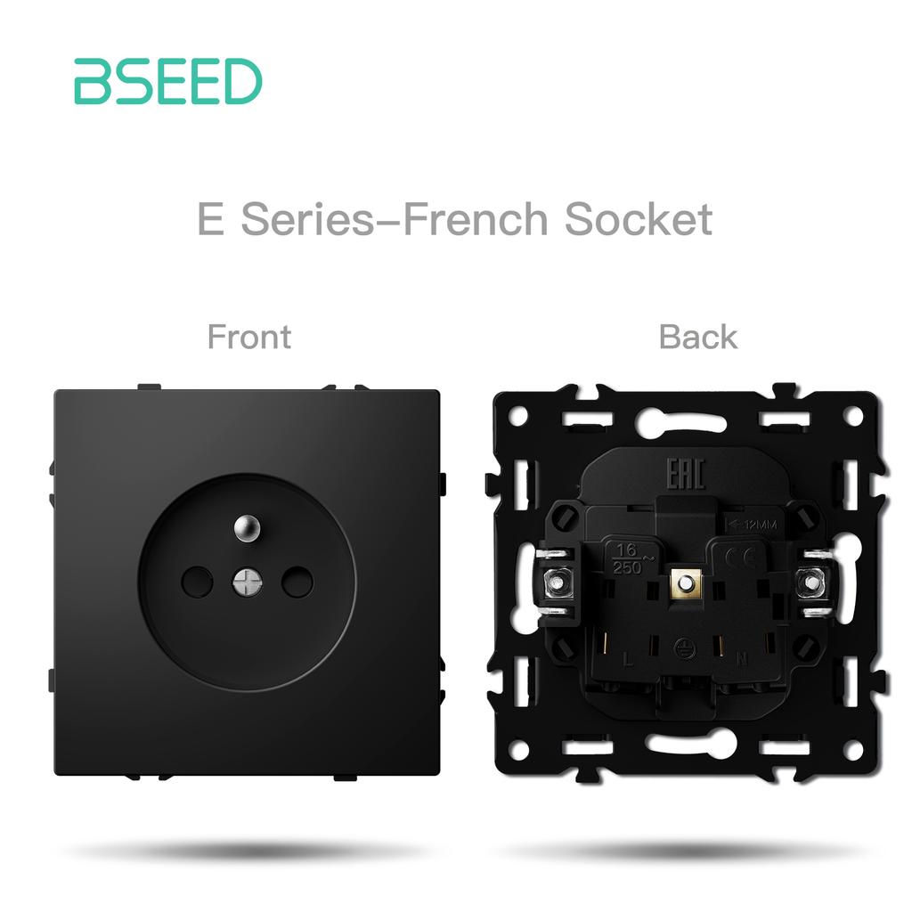 BSEED DIY Button Switch Module USB Phone Charge FR Socket Parts Wall Light Large Switch Plastic Frame Combination E Series
