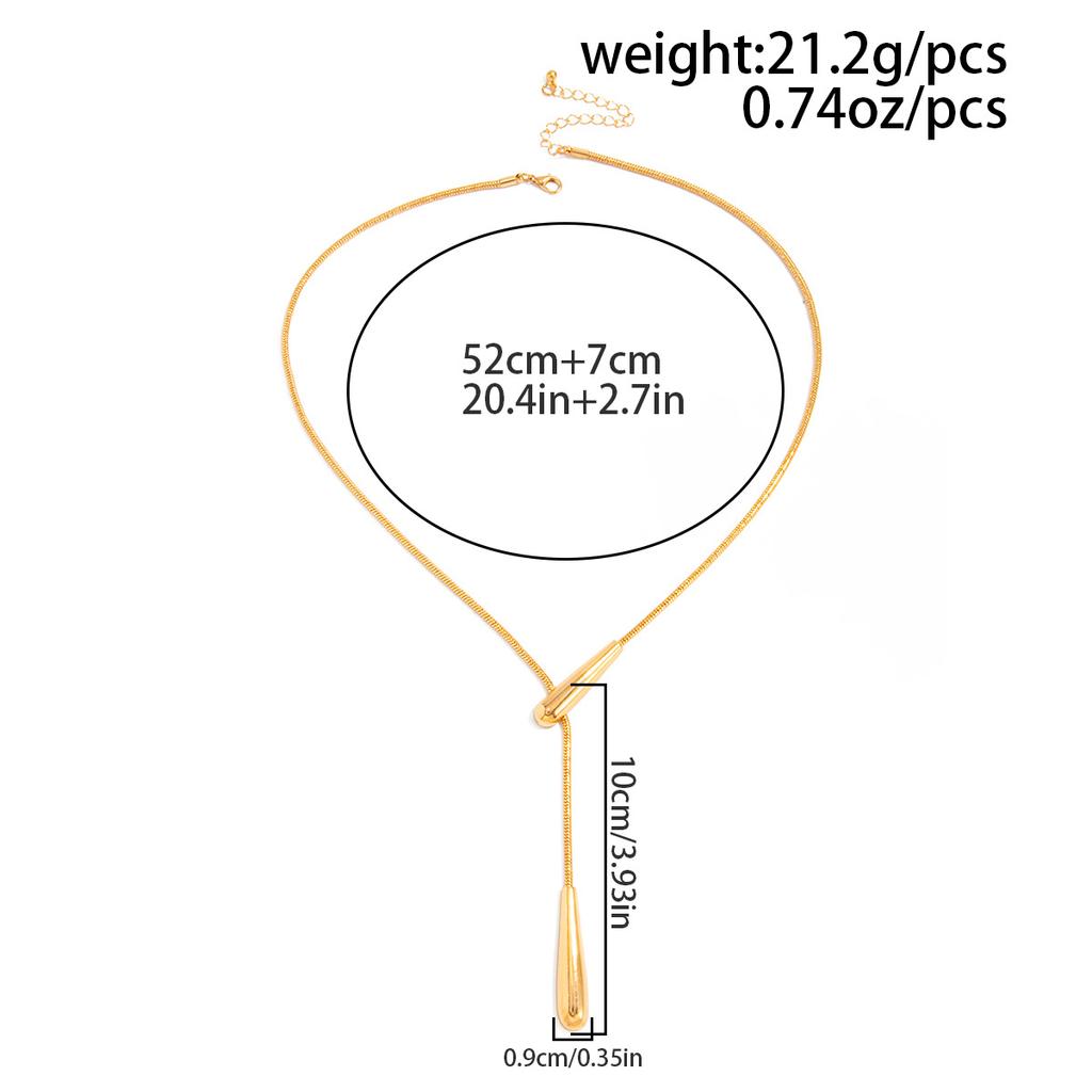 Simple Water Drop Pendant Necklace for Women 2025 Trendy Long Thin Chain Necklace Aesthetic Y2K Irregular Geometric Jewelry Gift
