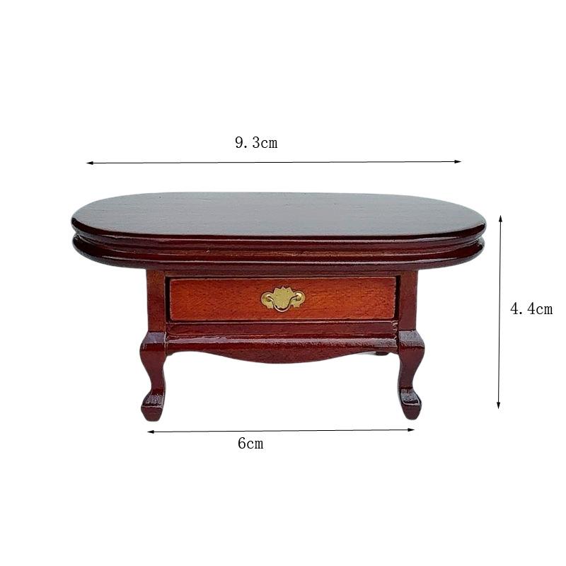 

1Pc 1/12 Dollhouse Coffee Table With Drawers Wood Tea Table Home Living Room Furniture Ornament Model Toy Micro Scene Decoration