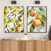 Blueberry Grapes Peaches Pomegranate Watercolor Fruit Poster Canvas Painting Modern Nature Wall Art Picture Home Decor Gift