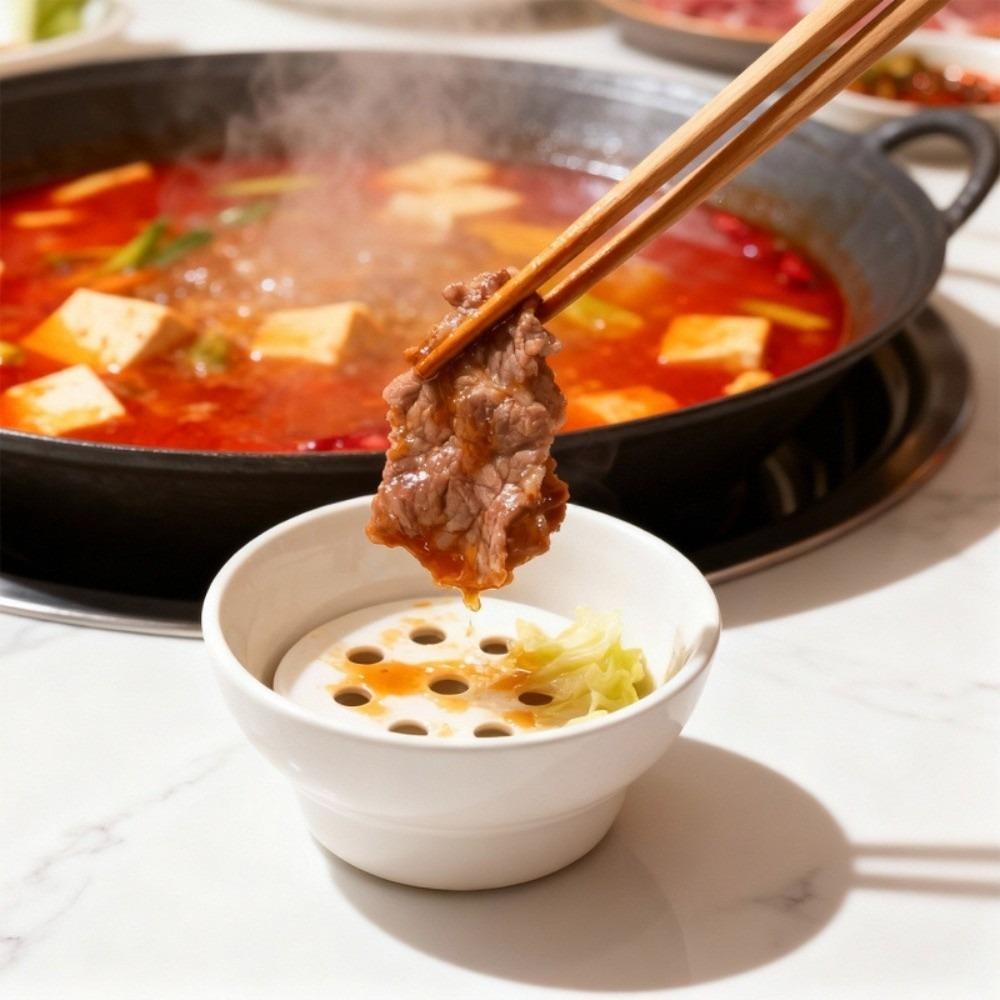 Multi-purpose Creative Hot Pot Drip Oil Bowl Ceramic Mesh Dipping Sauce Bowl 270ml Round Double-layer Filter Soup Bowl Home