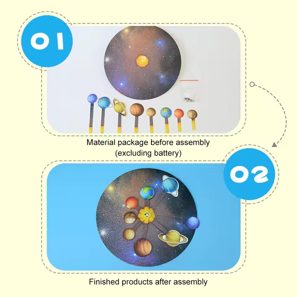 Juguete de Experimento Científico Modelo de Planetas del Sistema Solar - Juguete Educativo STEM para Niños Rompecabezas de Tecnología Juguete de Aprendizaje de Planetas Para Niños