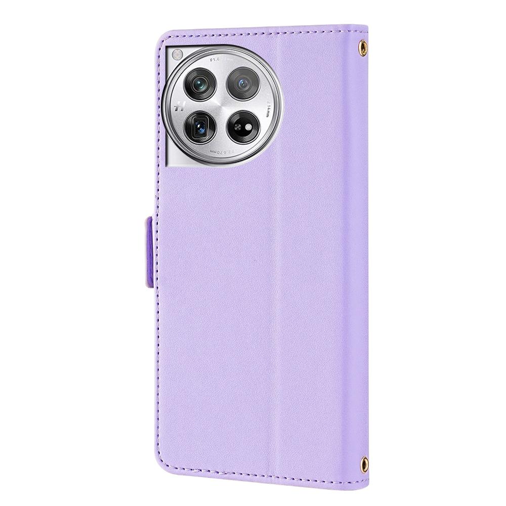 For OnePlus 12 5G Leather Wallet Case RFID Blocking Stand Cover with Hand Strap