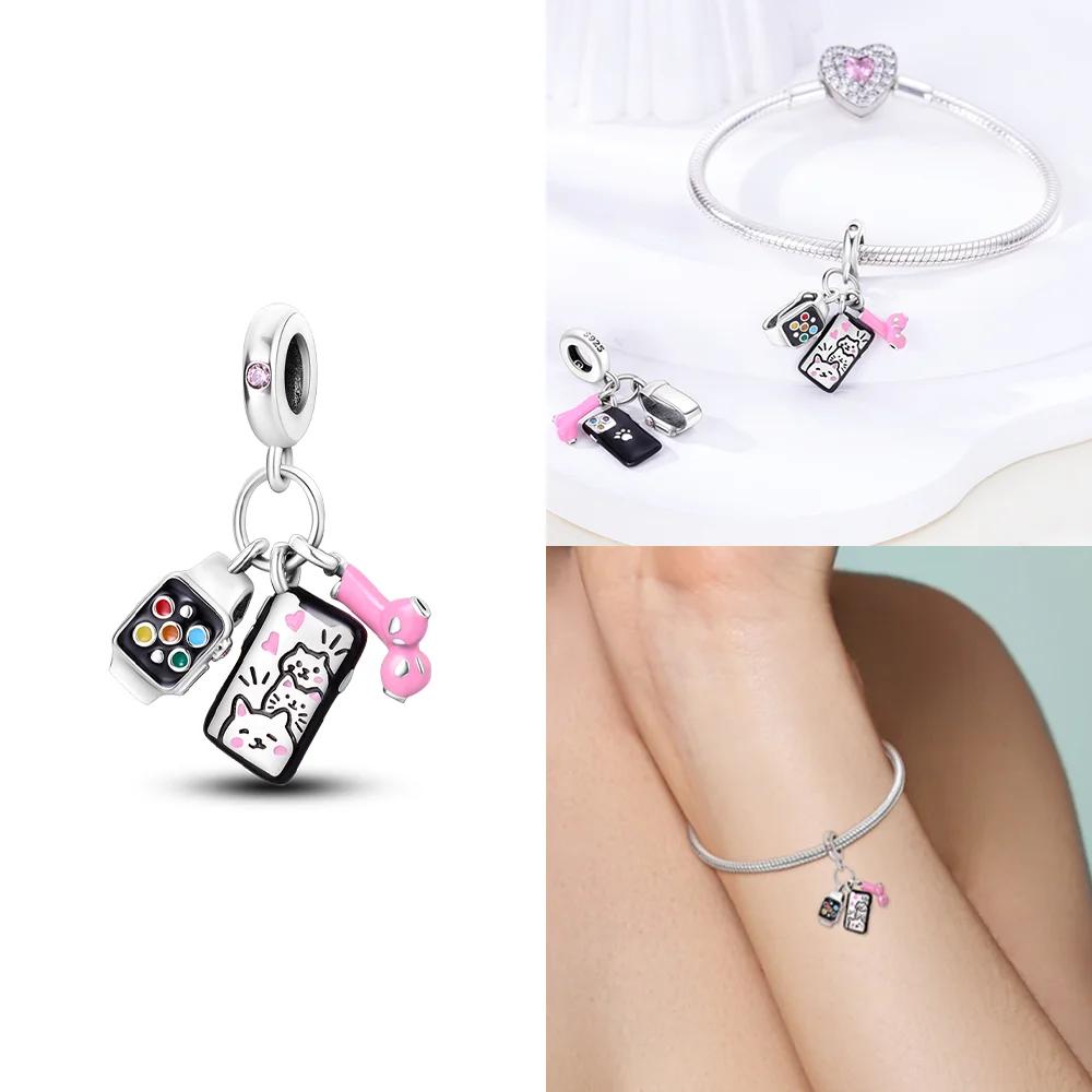 Funny Playable Smart Watch Tarot Bike Travel Dangle Original 100% Copper Charms Beads Fit Bangle Bracelet Diy Jewelry