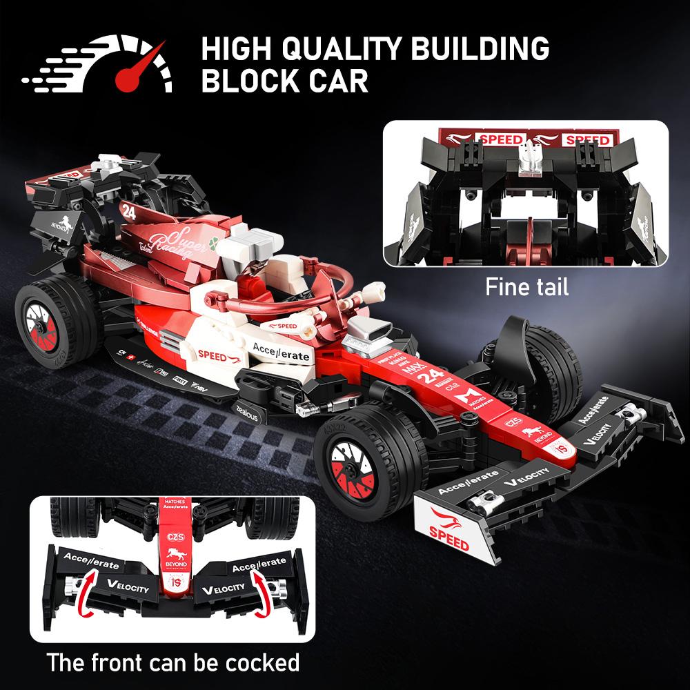 Non-Toxic 623Pcs 1:24 Technical Famous F1 Race Cars Building Moc Building Blocks City Vehicle Cool Model Car Kits Toy Holiday Adult Gifts