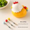 Chicken Toothpick Box Rustproof Anti-Scald Dessert Salad Fork Decorative Fork Toothpick With Holder