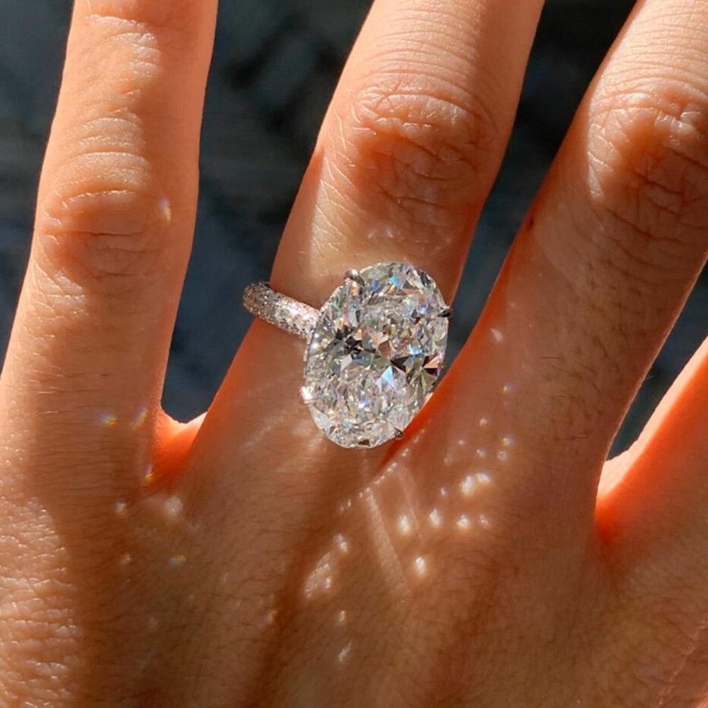 Gxtrs Luxury 8Ct Oval Cut Full Moissanite Ring S925 Silver For Women Sparkling Lab Diamond Wedding Band Fine Jewelry Certificate