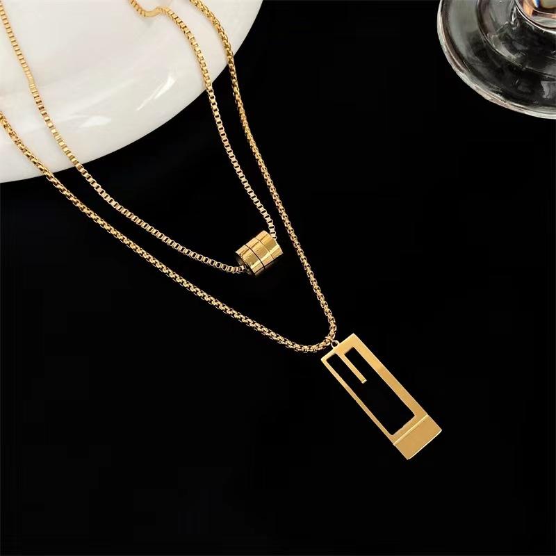 JMXD Women Sweater Chain Titanium Steel Pendant Necklace Small Luxury Chic Y2K Minimalist Statement Jewelry Gift for Her