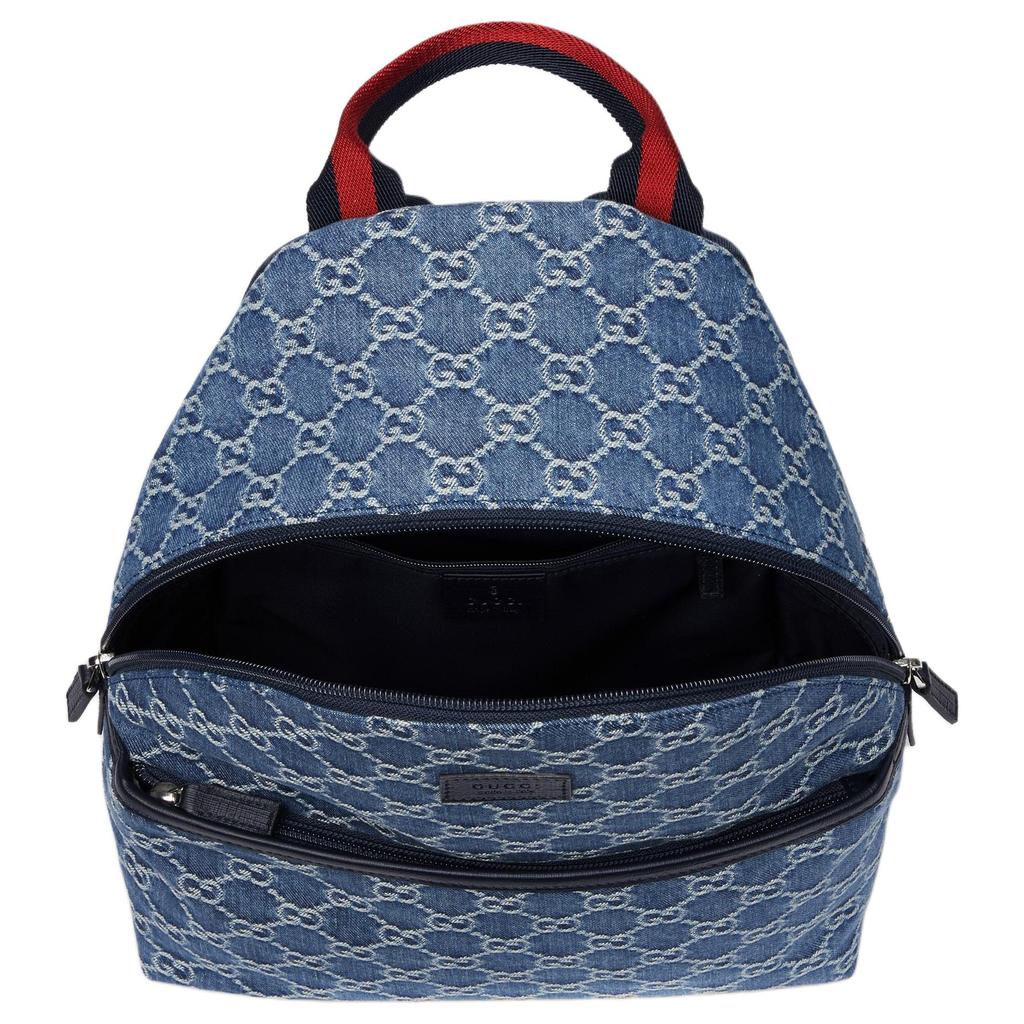 Gucci Zaino Bambino GG Leather Tag Denim Backpack Kids Backpack Blue 782708-FAEI7-4242