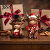 Winter Home Accents 2Pcs Christmas Highland Cow Figurines Resin Santa Reindeer Cow with Hat Ornaments Hot Cocoa Decor for Garden Tiered Tray Table