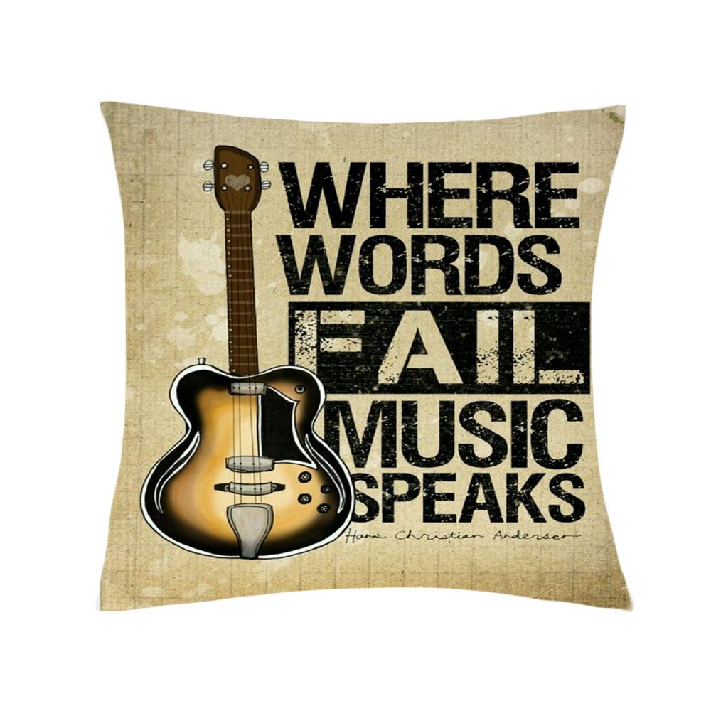 Retro Music Notes Double-Sided Printed Pillow Cover Short Plush Suitable Living Rooms Bedrooms Sofas Throw Cushion Cover