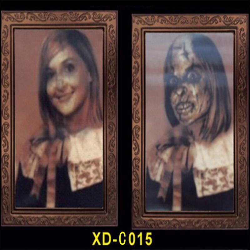 Halloween Decoration 3D Change Face Expression Moving Ghost Portrait Photo Frame Horror Party Castle Haunted House Props Decor