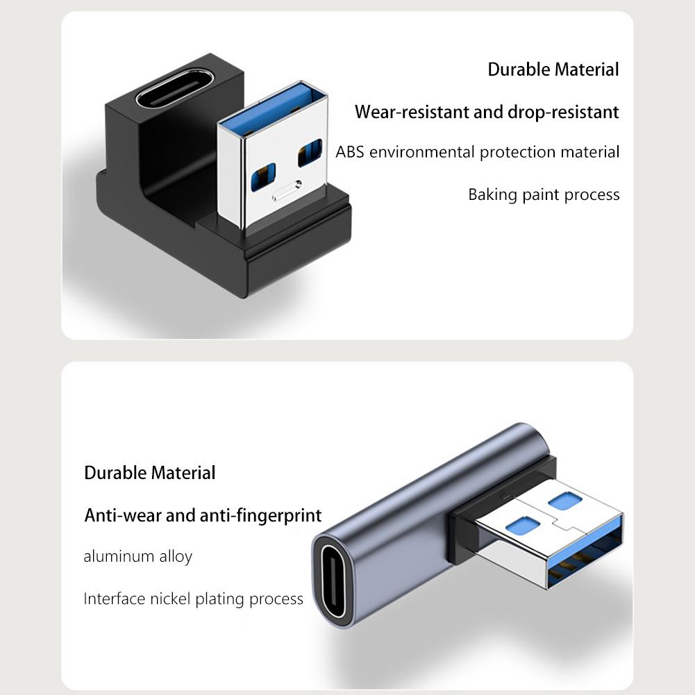 180 Degree Elbow USB C Adapter Type C USB C OTG To USB Converter U Shape USB-C 3.0 Connector for Computer Phone Tablet Adapter 3