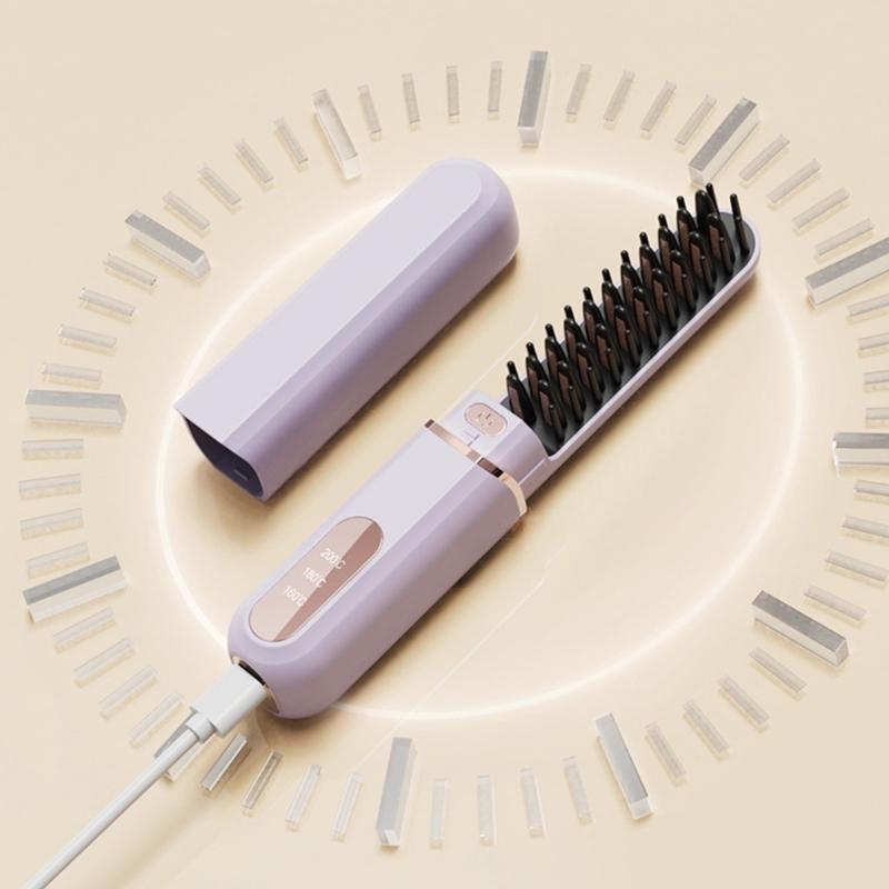 Straightening Comb Fast Heating Ionic Conditioning Technology Adjustable Temperature Hair Styling Comb Ergonomic Handle