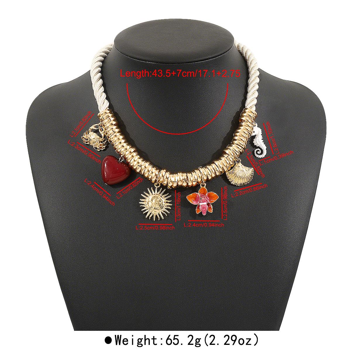 

Новое Трендовое Пляжное Отдых Краб Сердце Цветок Ракушка Морской Конёк Кулон Ожерелье Мода Женские Украшения Подарок золотой