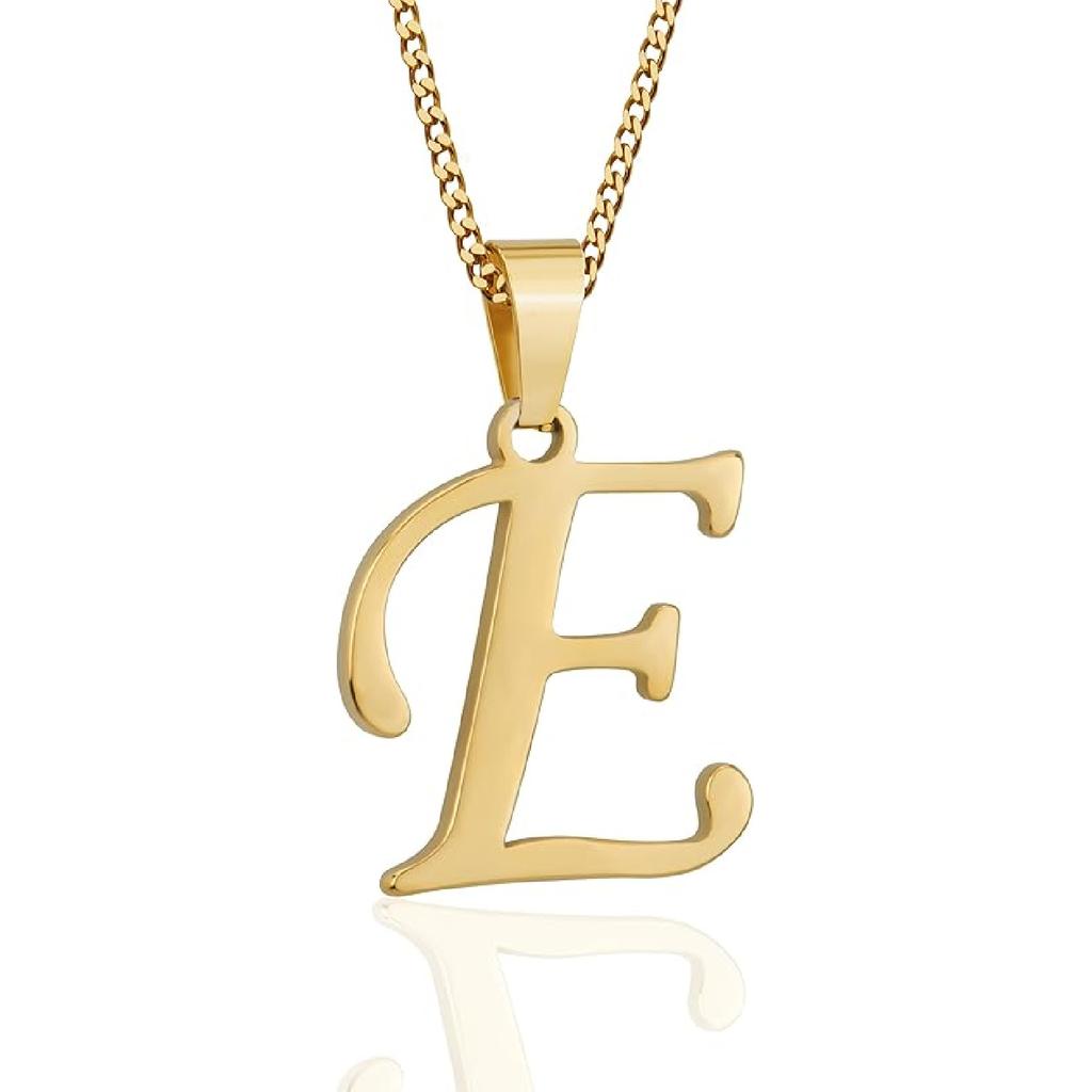 Suweibuke Initial Necklace for Men Women Boys Girls, 18K Gold Plated 26 Letters Pendant Necklace, Personalized Jewelry Gifts