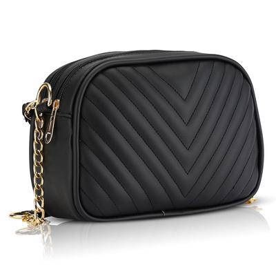 Bolsa tiracolo acolchoada Voguish para meninas/mulheres (Preto) | Bolsas de ombro laterais estilosas para meninas