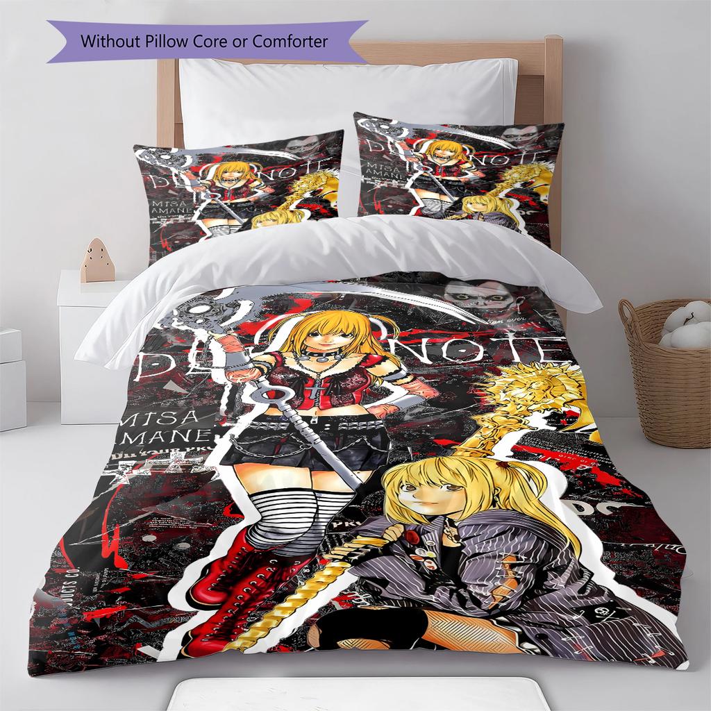 Amane Misa Death Note Pattern Bedding,Quilt Set Quilt Cover Pillowcase Home Birthday Gift (1 * duvet cover + 2 * pillowcase, without core)
