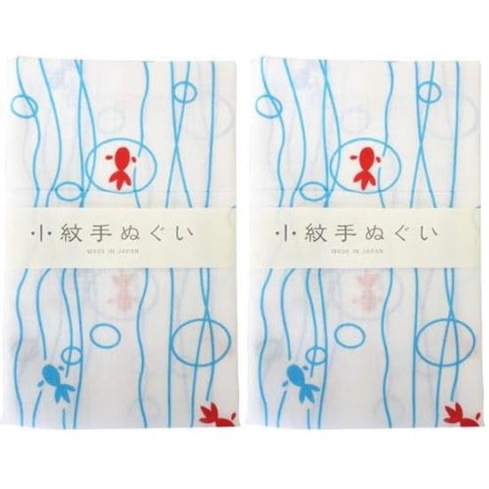Miyamoto Towel Japanese Made Tenugui Komon Wagara Izumi Kobai Ryuukin Goldfish Blue Approximately 3390cm 33041 ( 2)