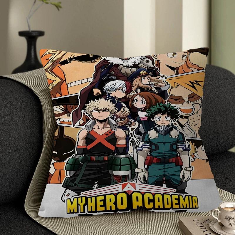 My Hero Academia Pillow Covers Cartoon Sofa Decorative Home Double-sided Printing Short Plush Cute Cushion Cover