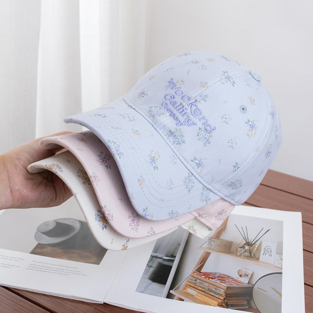 Korean Fresh Little Floral Baseball Cap Girl Ins Sweet Age-reducing Cap Spring and Summer Visor Hat Shows Small Face