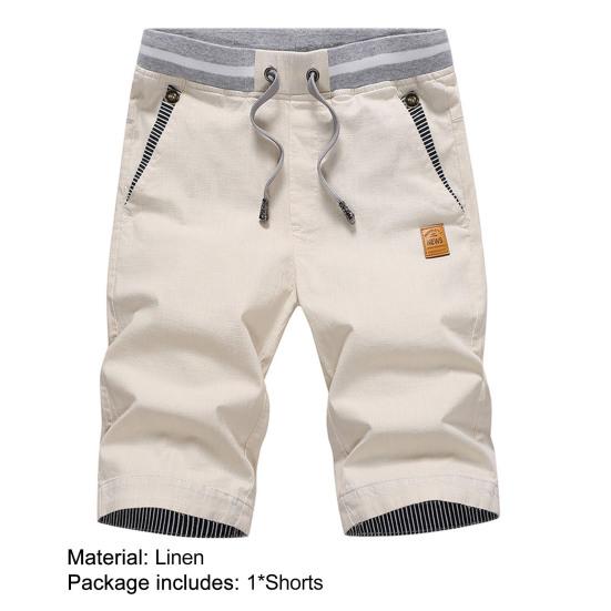 Sommer Herren Elastischer Bund Einfarbig Allround Taschen Kordelzug Mittelhohe Shorts für den Urlaub