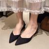 Fashion Square Heel Slippers Summer New Pointed Toe Shallow Mouth One Belt Non-slip Wear-resistant Kitten Heel Shoes