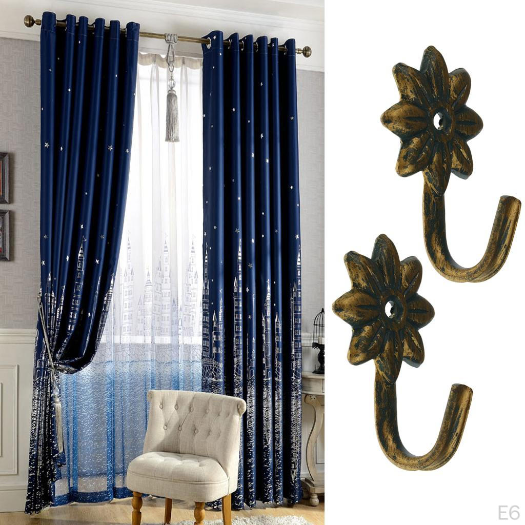 2 x Vintage Gardinenhalter Vorhanghalter Haken Fensterdekoration Beschläge