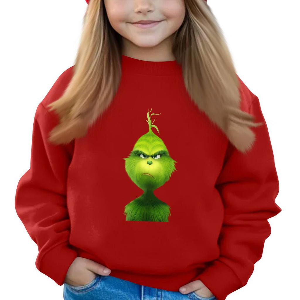 Christmas Day Girls Round Neck Pullovers For Kids Printed Baby Tops