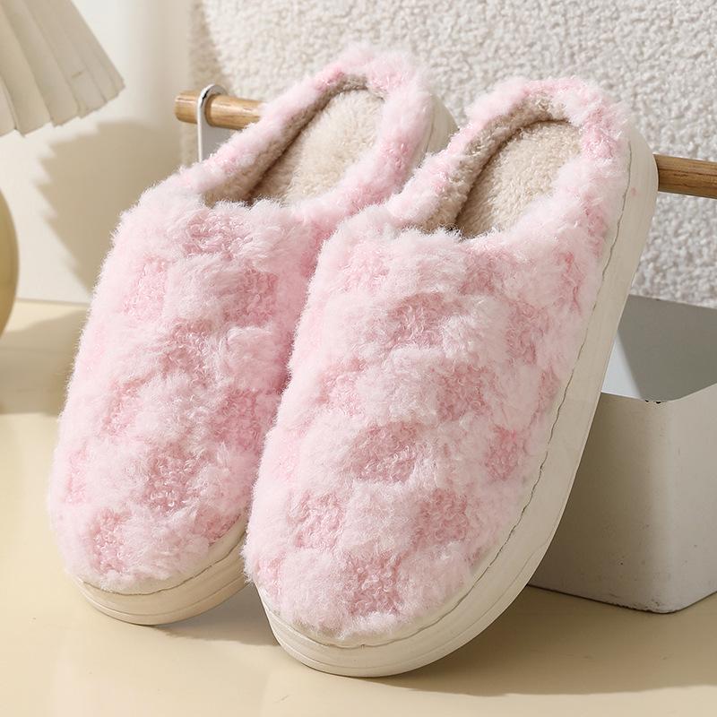 Warm Striped Non-Slip Fluffy Cotton Slippers for Men & Women