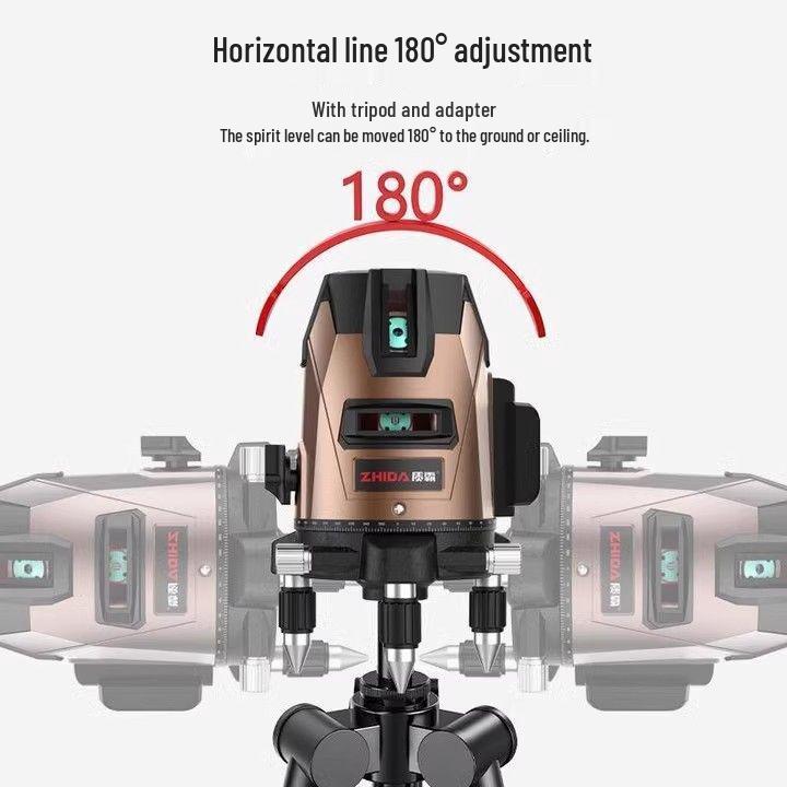 High-Precision Automatic Laser Level Tool with Green & Blue Light, 5-Line Infrared, Outdoor Use