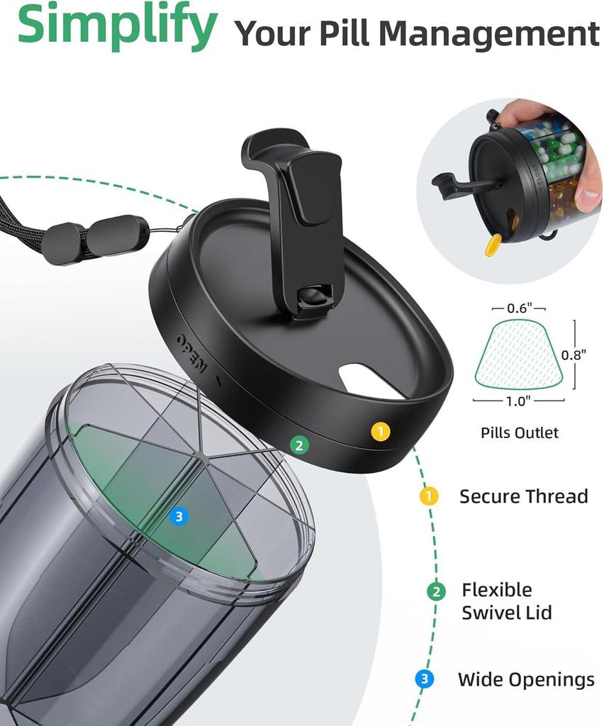 PULIV Portable Supplement and Pill Dispenser Bottle